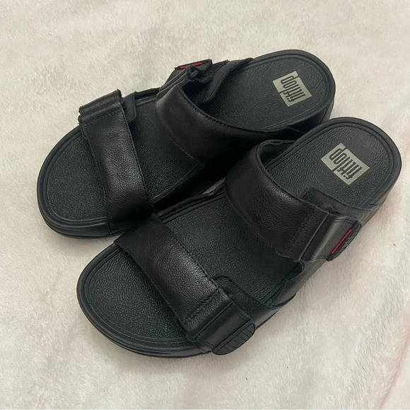 Fitflop GOGH  Mens Leather Slides Size 8 Black - Picture 9 of 10